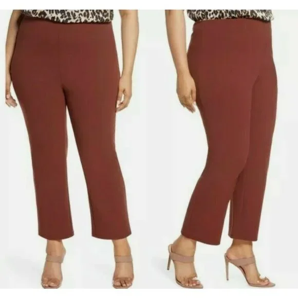 Leith Sz. 3X=22-24 (20W-22W) Brown Mocha High Waist Slim Side Zip Pants NWT - Picture 1 of 6